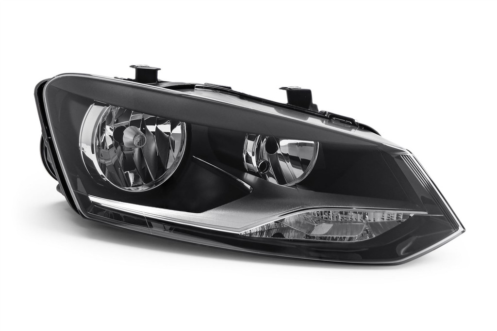 Headlight right black twin reflector VW Polo 09-13 Hella