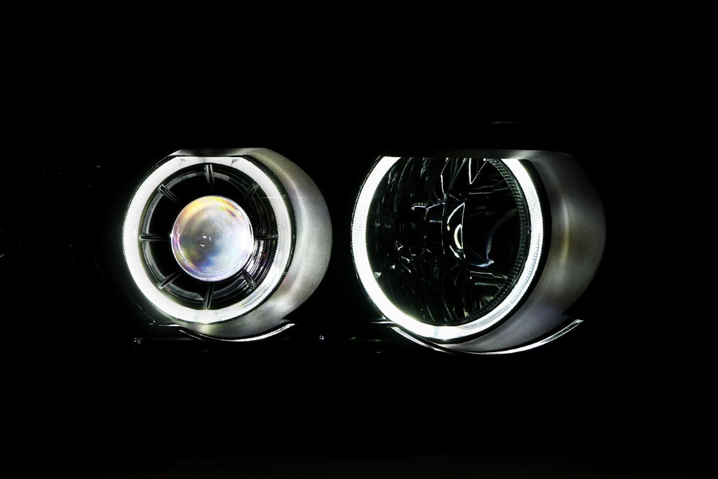 Angel eye headlights set black LED BMW X5 E53 00-03