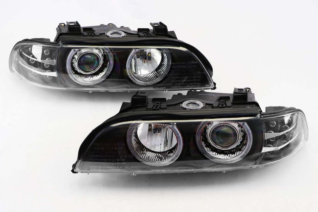 Angel eyes headlights set black BMW 5 Series E39 95-00