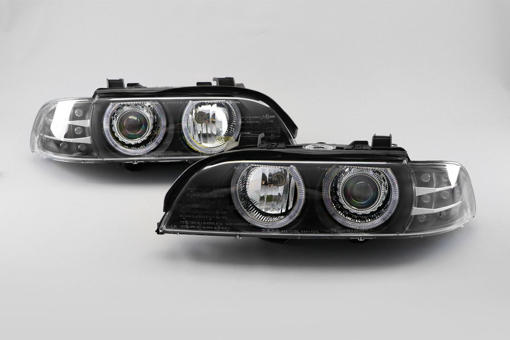 Angel eyes headlights set black BMW 5 Series E39 95-00