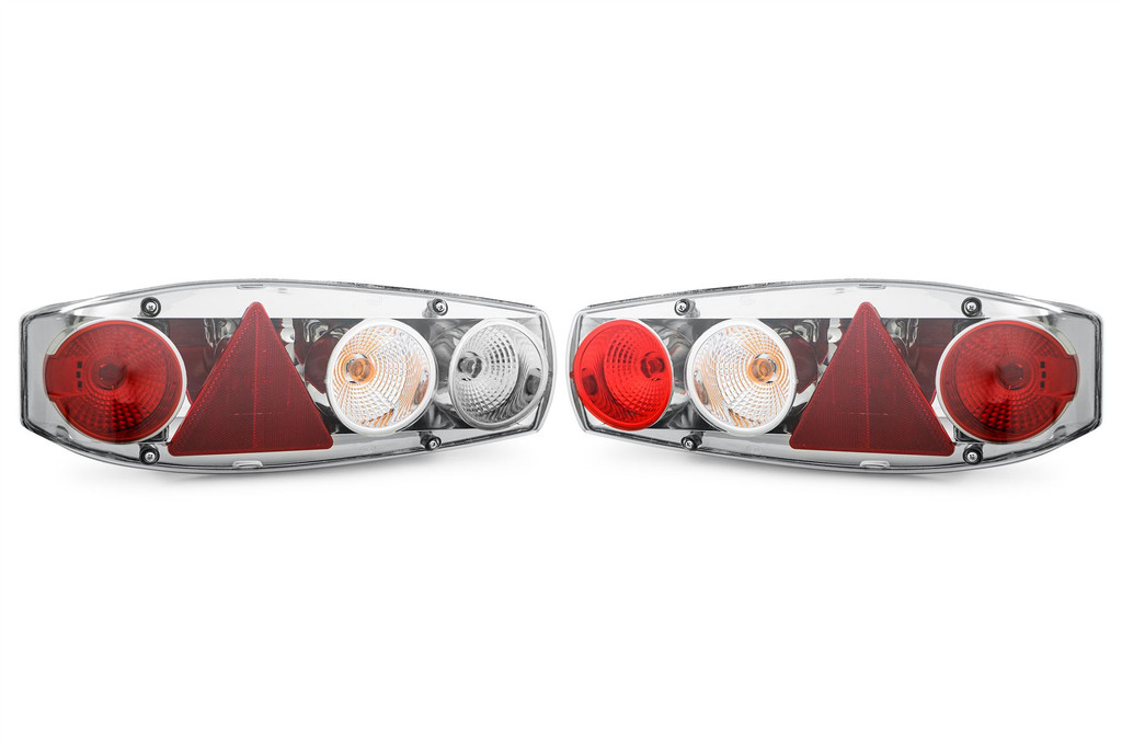 Rear light set smoked grey reverse fog triangular reflector Hella Caraluna II Trailer