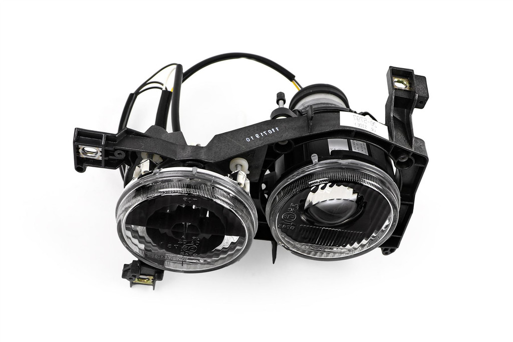 Headlight set 120mm projector DE universal smoked with cross