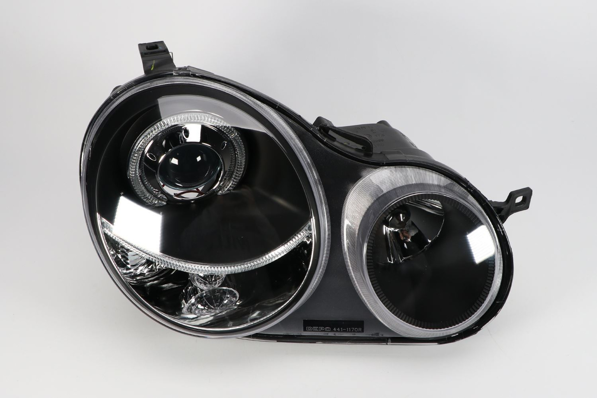 PHARES POUR VOLKSWAGEN VW POLO 9N 01-05 ANGEL EYES FOND NOIR