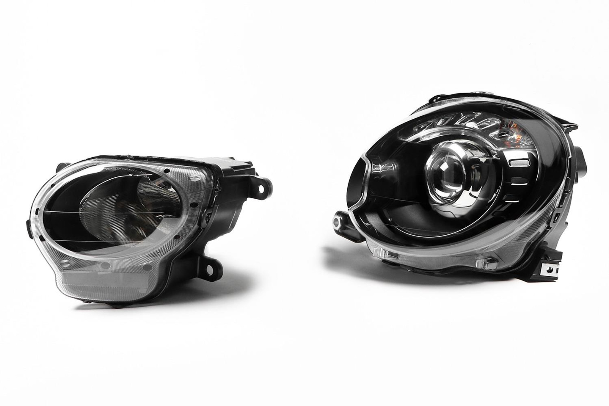 Headlights set black projector Fiat Abarth 500 07-14