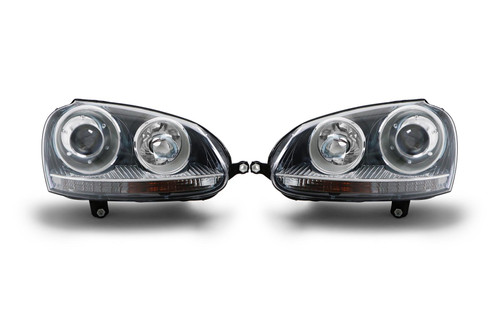 Headlight set projector xenon look black VW Jetta MK3 05-10