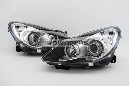 Angel eyes headlights set black Vauxhall Corsa D 06-11