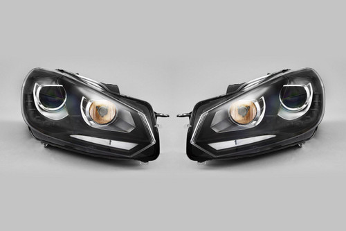 Projector DRL Headlights set black VW Golf MK6 08-12