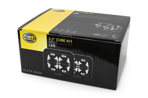 Spot Light set LED Hella Black Magic Cube 12/24V 5700K Long distance
