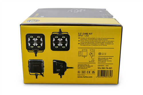 Spot Light set LED Hella Black Magic Cube 12/24V 5700K Long distance
