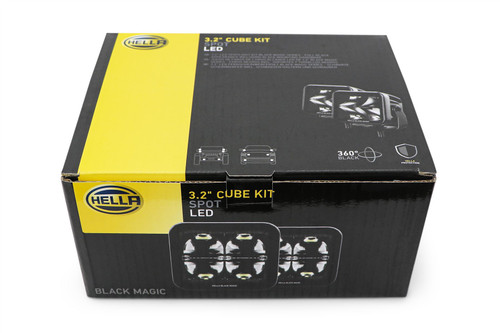 Spot Light set LED Hella Black Magic Cube 12/24V 5700K Long distance