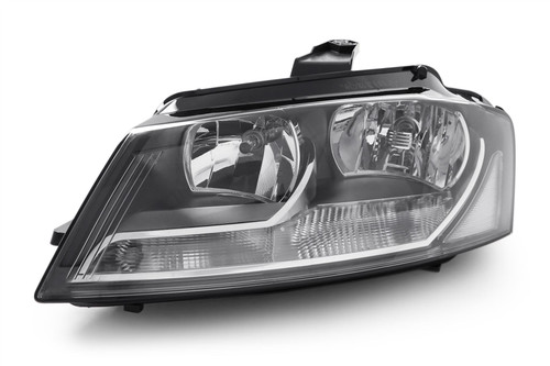 Headlight left black Audi A3 08-12