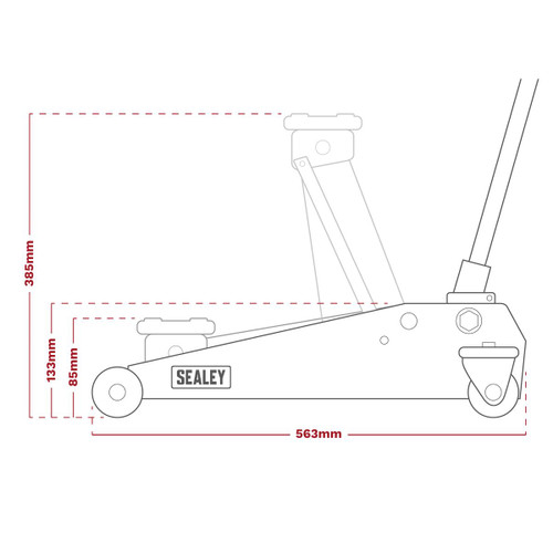 Sealey 1020LEHV Trolley Jack 2 Tonne Low Profile Short Chassis - Hi-Vis Green