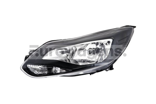 Headlight left black Ford Focus 11-13