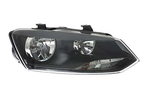 Headlight right black twin reflector VW Polo 14-17