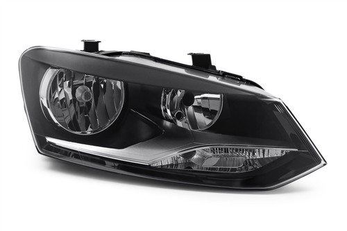 Headlight right black twin reflector VW Polo 09-13 Hella