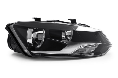 Headlight right black twin reflector VW Polo 09-13 Hella