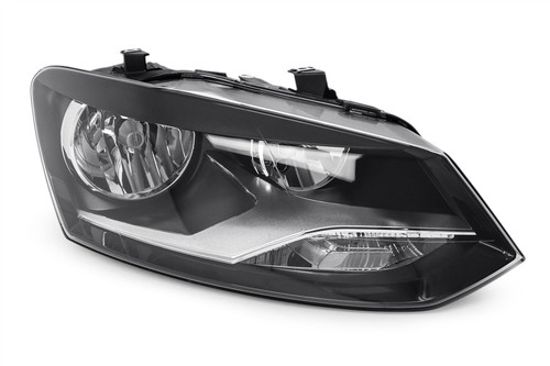 Headlight right black twin reflector VW Polo 09-13 Hella