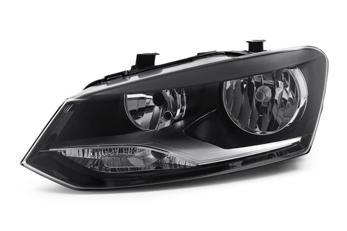 Headlight left black twin reflector VW Polo 09-13 Hella