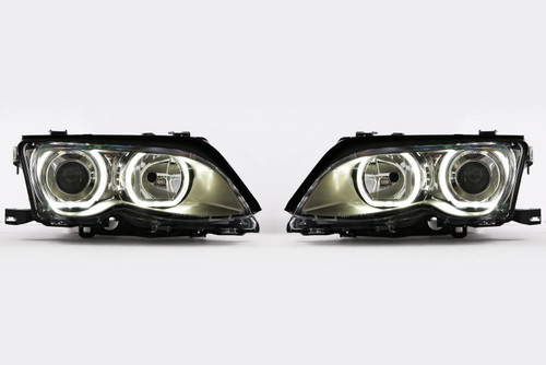 Angel eyes headlights set chrome LED BMW 3 Series E46 01-05 4 5 door