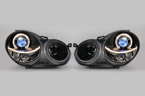 Angel eyes headlights set black VW Polo 9N 02-05