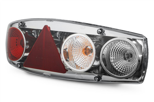 Rear light set smoked grey reverse fog triangular reflector Hella Caraluna II Trailer