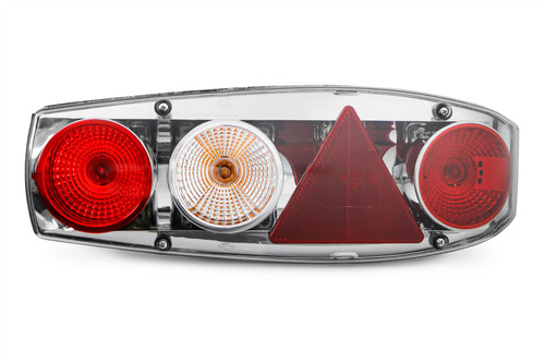 Rear light set smoked grey reverse fog triangular reflector Hella Caraluna II Trailer