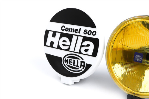 Hella Comet 500 yellow spotlight set with bulbs and mounting kit