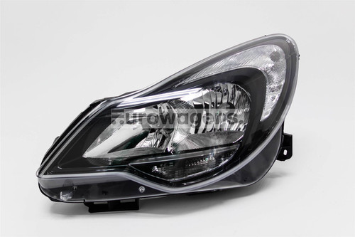 Headlight left black Vauxhall Corsa D 11-14