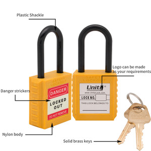 unity Insulated Nylon safety lockout padlock 1-1/2"(40mm), Keyed Alike - Yellow unity Insulated Nylon safety lockout padlock 1-1/2"(40mm), Keyed Alike - Yellow