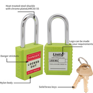 unity Nylon safety lockout padlock with hardened steel shackle1-1/2"(40mm) , Keyed Alike - Green unity Nylon safety lockout padlock with hardened steel shackle1-1/2"(40mm) , Keyed Alike - Green