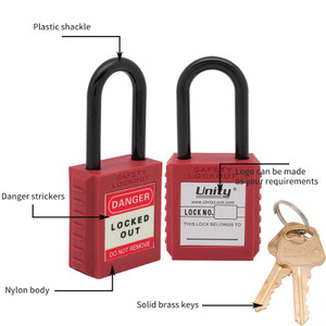 Unity Insulated Nylon safety lockout padlock 1-1/2"(40mm), Keyed Alike - Red Unity Insulated Nylon safety lockout padlock 1-1/2"(40mm), Keyed Alike - Red