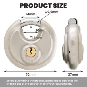 Unity Keyed Alike Locks 2 3/4'' (70mm), #201 Stainless Steel Disc Padlock with Key, Weatherproof, for Storage Unit, Sheds, Self Storage, Trailer, Truck, Pods, Garages & Fence, Farm Unity Keyed Alike Locks 2 3/4'' (70mm), #201 Stainless Steel Disc Padlock with Key, Weatherproof, for Storage Unit, Sheds, Self Storage, Trailer, Truck, Pods, Garages & Fence, Farm