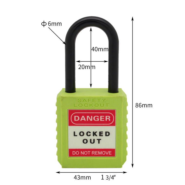 Unity  Nylon safety lockout padlock 1-1/2"(40mm), Keyed Alike - Green