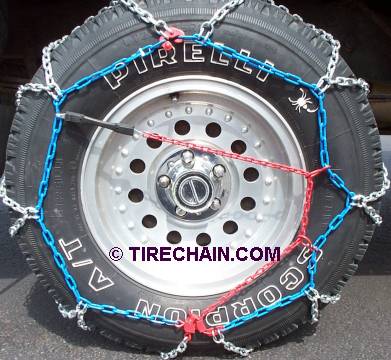 Snow chains diamond installed