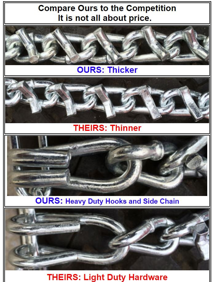 1556 Tire Chains Ladder TwoLink Heavy Duty V Bar