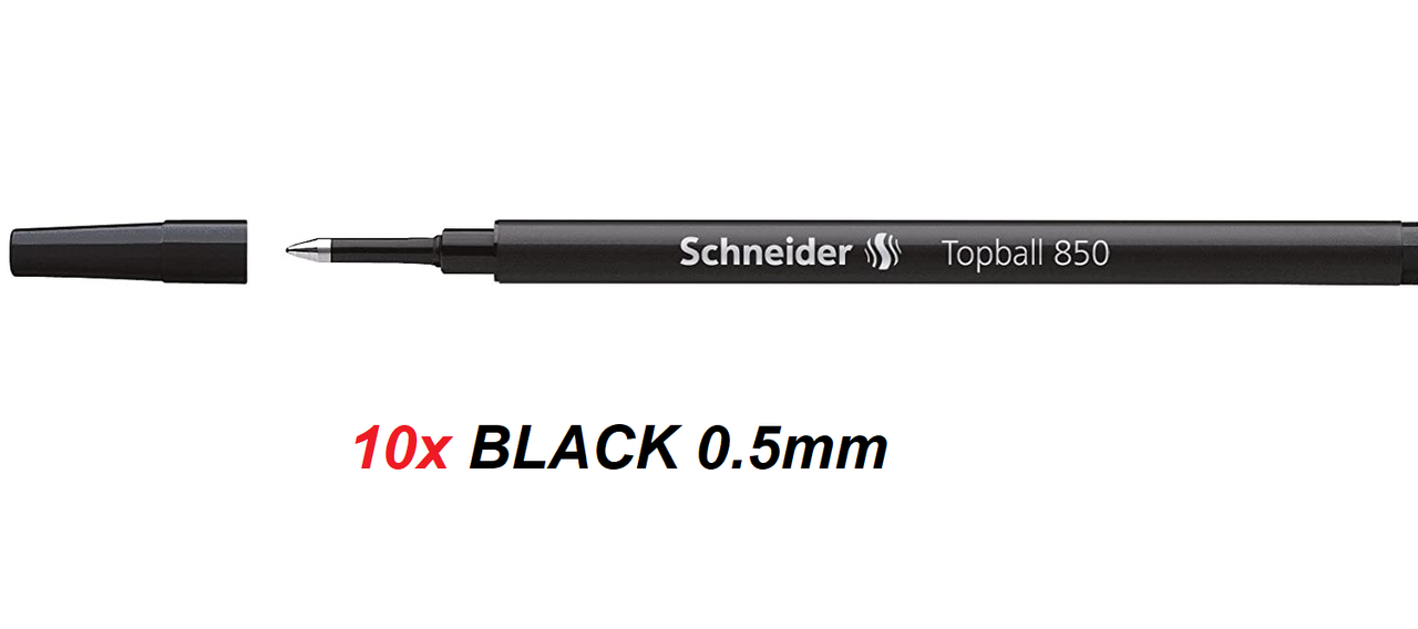 Schneide Topball 850 0.5mm Rollerball REFILL - 10x BLACK ink