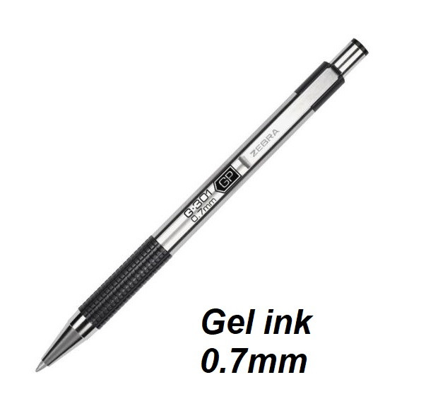 Zebra G301 Stainless Steel Retractable Gel pen 0.7mm BLACK