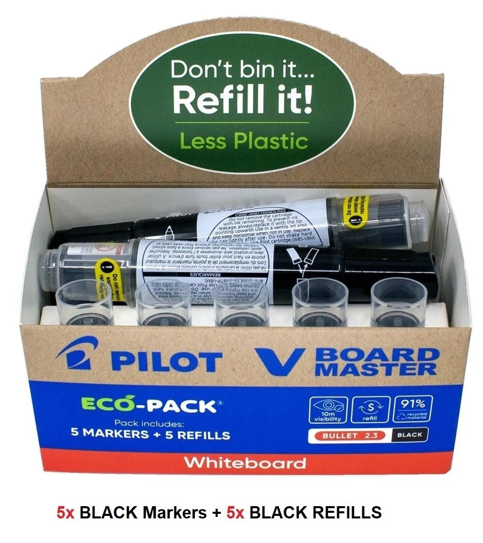 Pilot V Board Whiteboard Marker ECO Box BLACK - Main Image