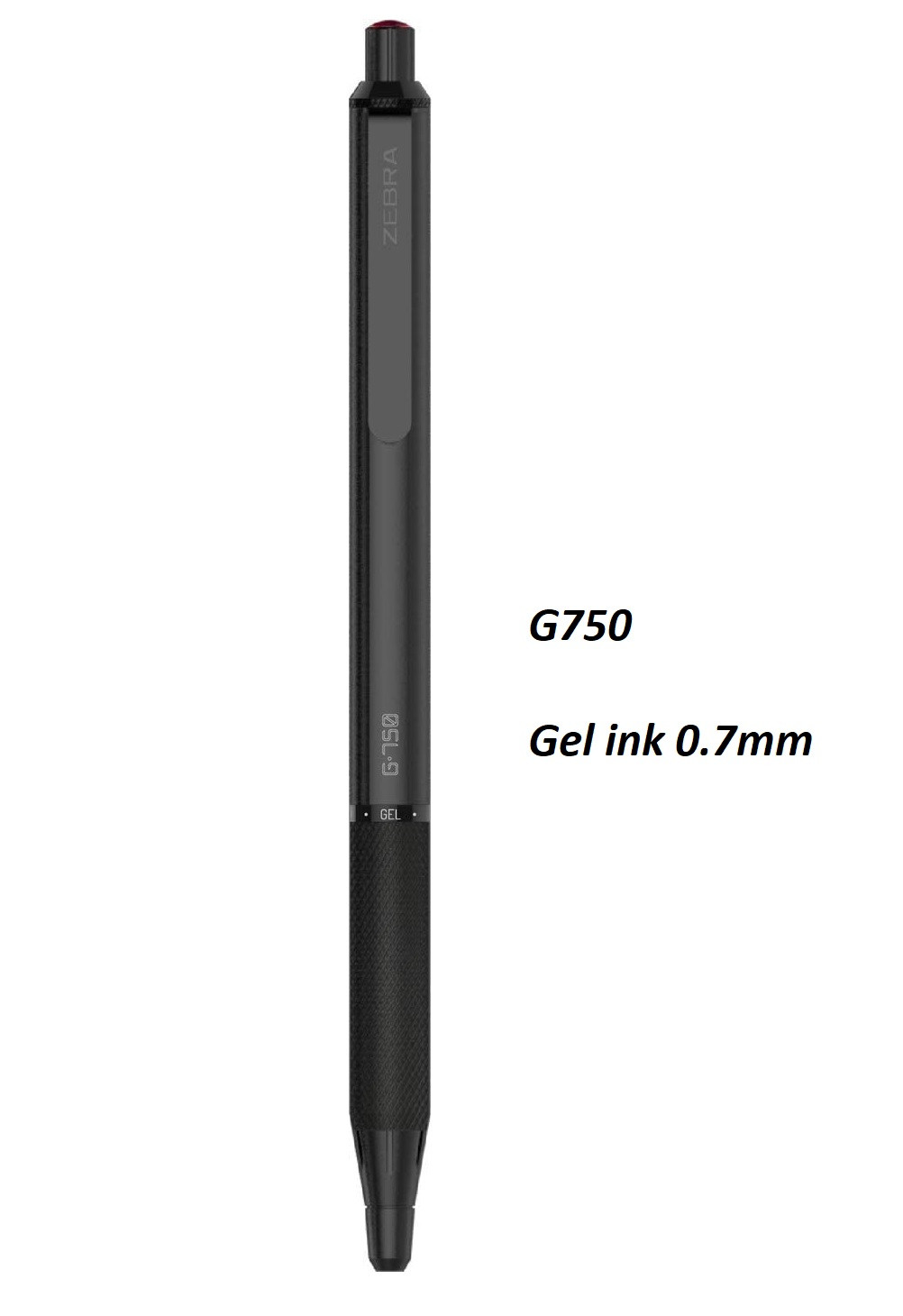 Zebra G750 Retractable Gel Pen, Black Brass Barrel, Medium Point 0.7mm