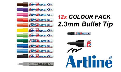 Artline Paint Marker EK400XF Bullet Tip 2.3mm - 12x Colours PACK