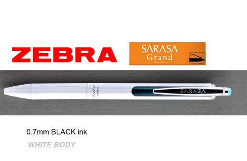 Zebra Sarasa Grand Gel Pen 0.7mm SILVER CLIP WHITE Body Black ink