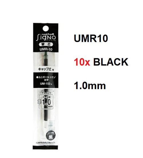 Uniball UMR10 REFILLS 1.0mm Broad Tip - 10x BLACK