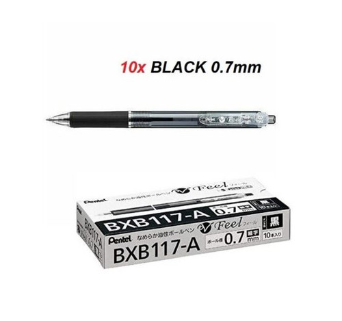 Pentel VICUNA FEEL Oil-based Ballpoint Pen 0.7mm - 10x BLACK