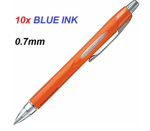  Uniball Jetstream ORANGE BODY Gel Pens 0.7mm SXN250  - 10x BLUE