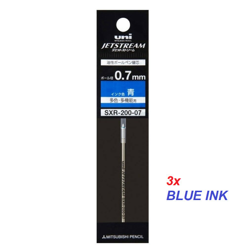 Uniball JETSTREAM D1 Type SXR200-07 REFILLS 0.7mm - 3x BLUE