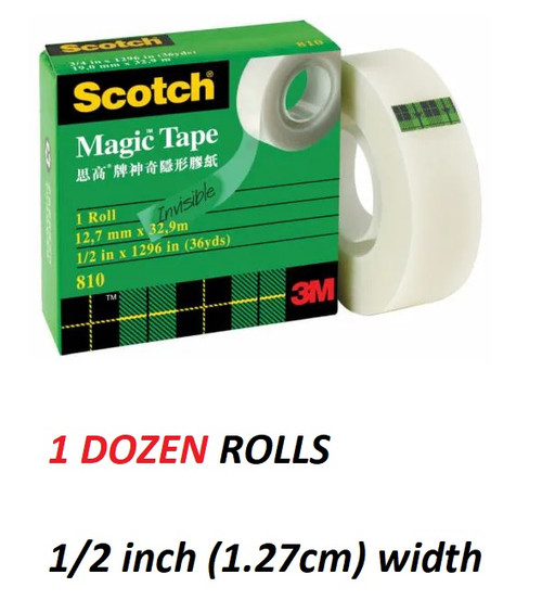3M Scotch Magic Tape 810 HK 12.7mm x 32.9m (1/2 inch) - 12x ROLLS