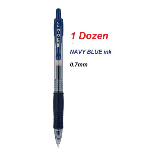  Pilot G2 Retractable Gel Pen FINE tip 0.7mm  - 1 Dozen NAVY blue