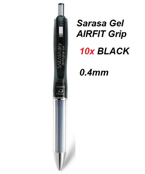 Zebra AIRFIT Quick Dry Gel ink pen 0.4mm - 10x BLACK