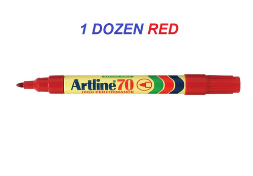 Artline Permanent Marker EK70 Bullet Tip 1.5mm - 1 DOZEN RED