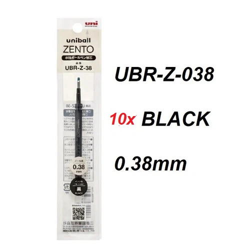 Uniball Zento 0.38mm REFILLS UBR-Z038 - 10x BLACK